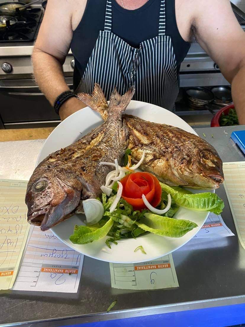 Two sea bream, grilled